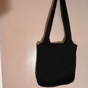 Sak Purse Black Crochet grandma core Shoulder Bag goth Zipper purse Indonesia